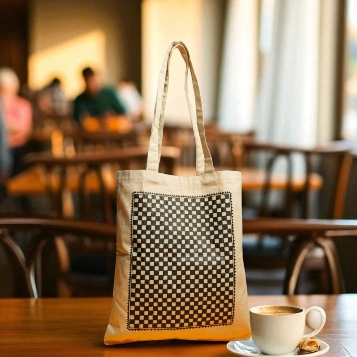 White Hase Chittara Cotton Tote Bag