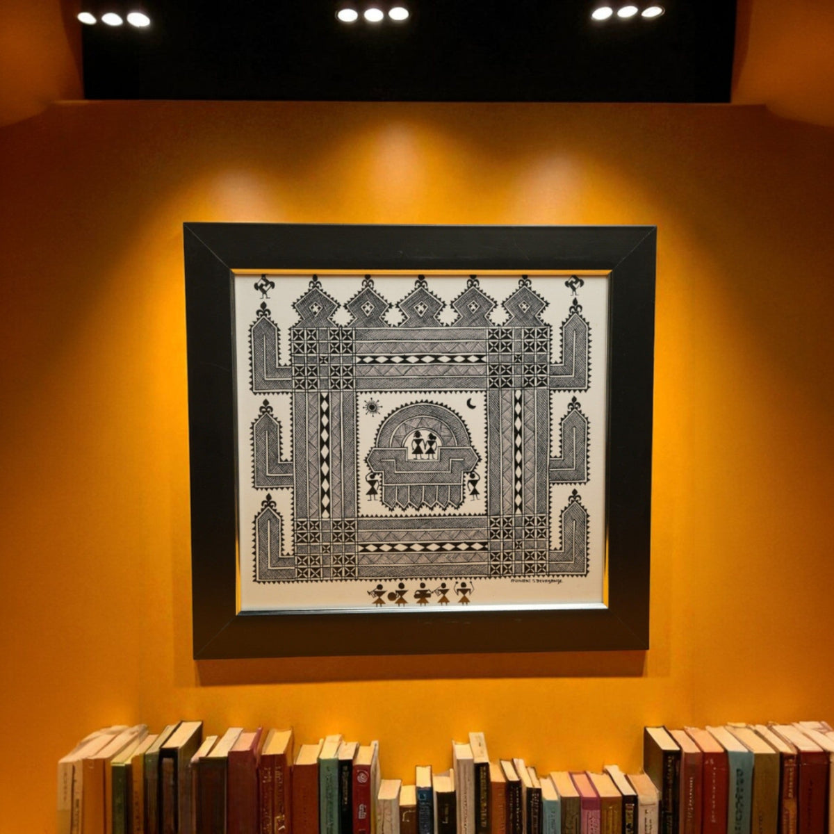 Pancha Kumbha Maduve Chittara Art – Black and White Hase Chittara Framed Painting