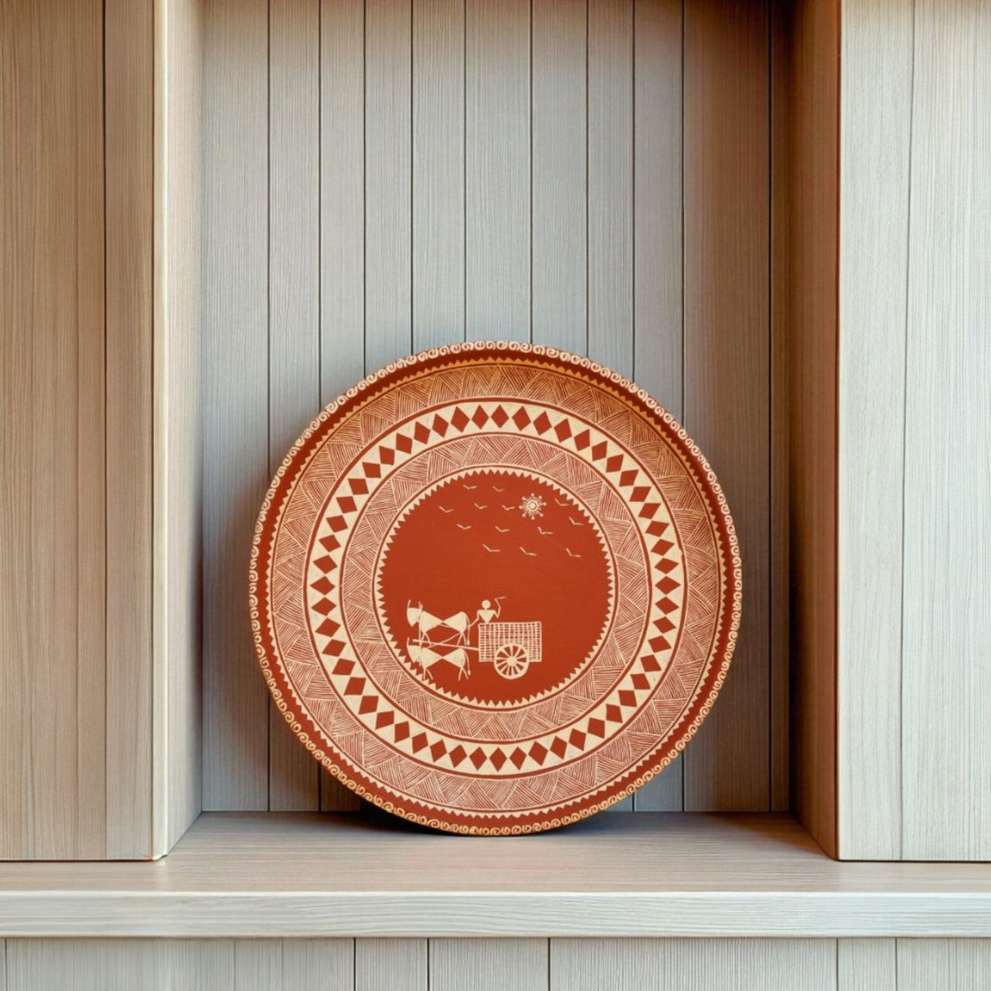 Bullock Cart Chittara Terracotta Plate