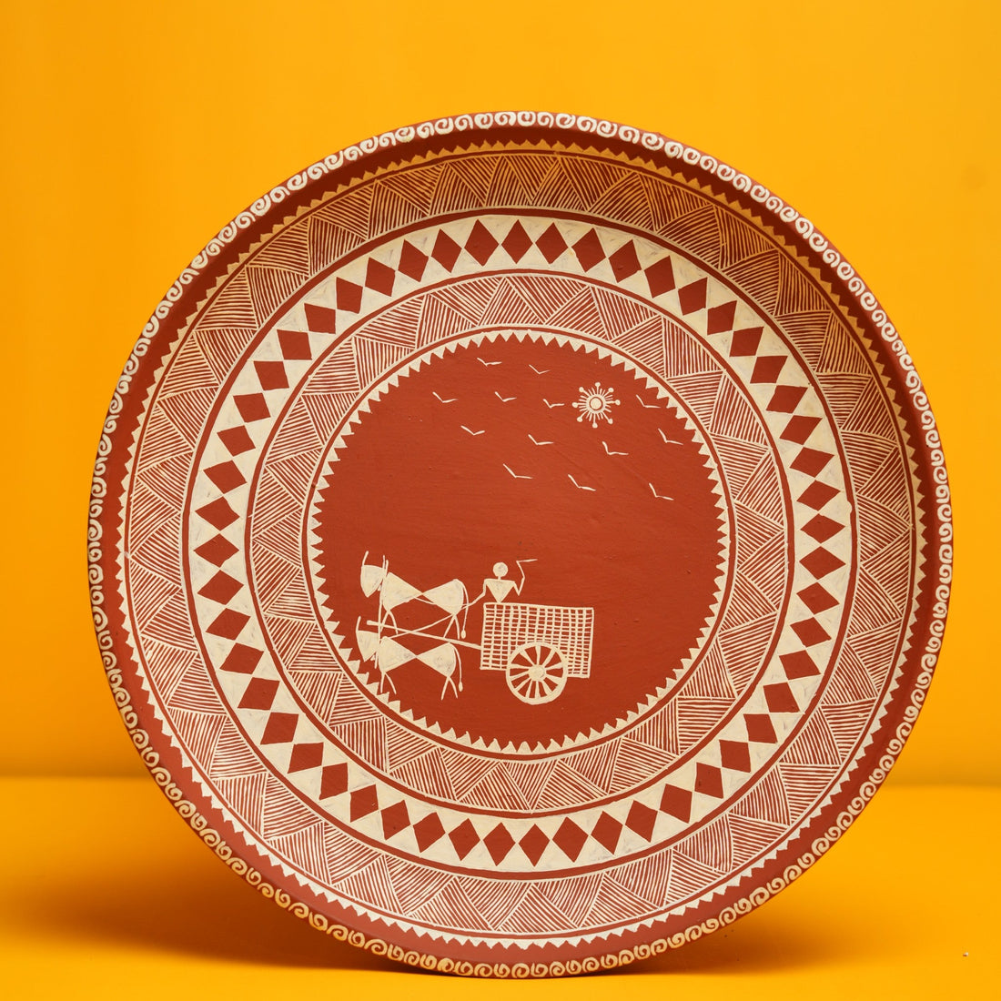 Bullock Cart Chittara Terracotta Plate