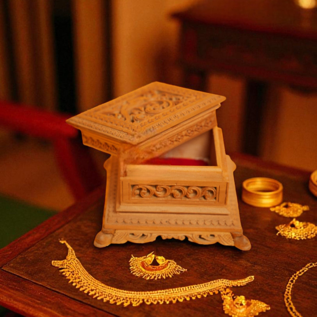 Peacock Jewellery Box in Shivani Wood