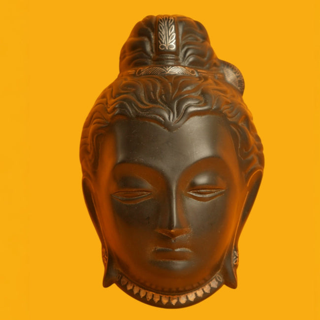 Buddha Head Bidri Art – Black Bidriware Buddha Sculpture
