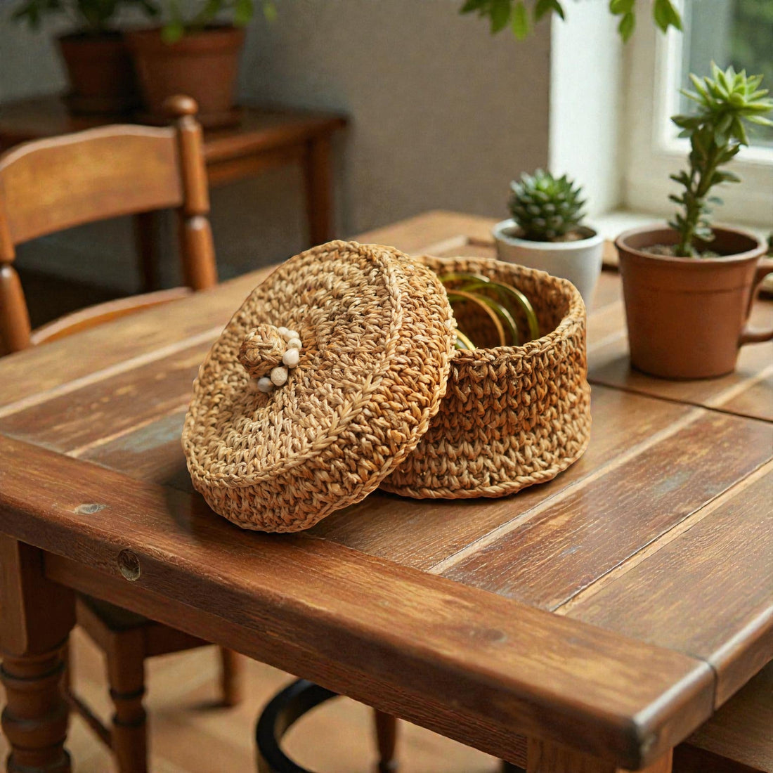 Banana Fibre Jewellery Box with Lid