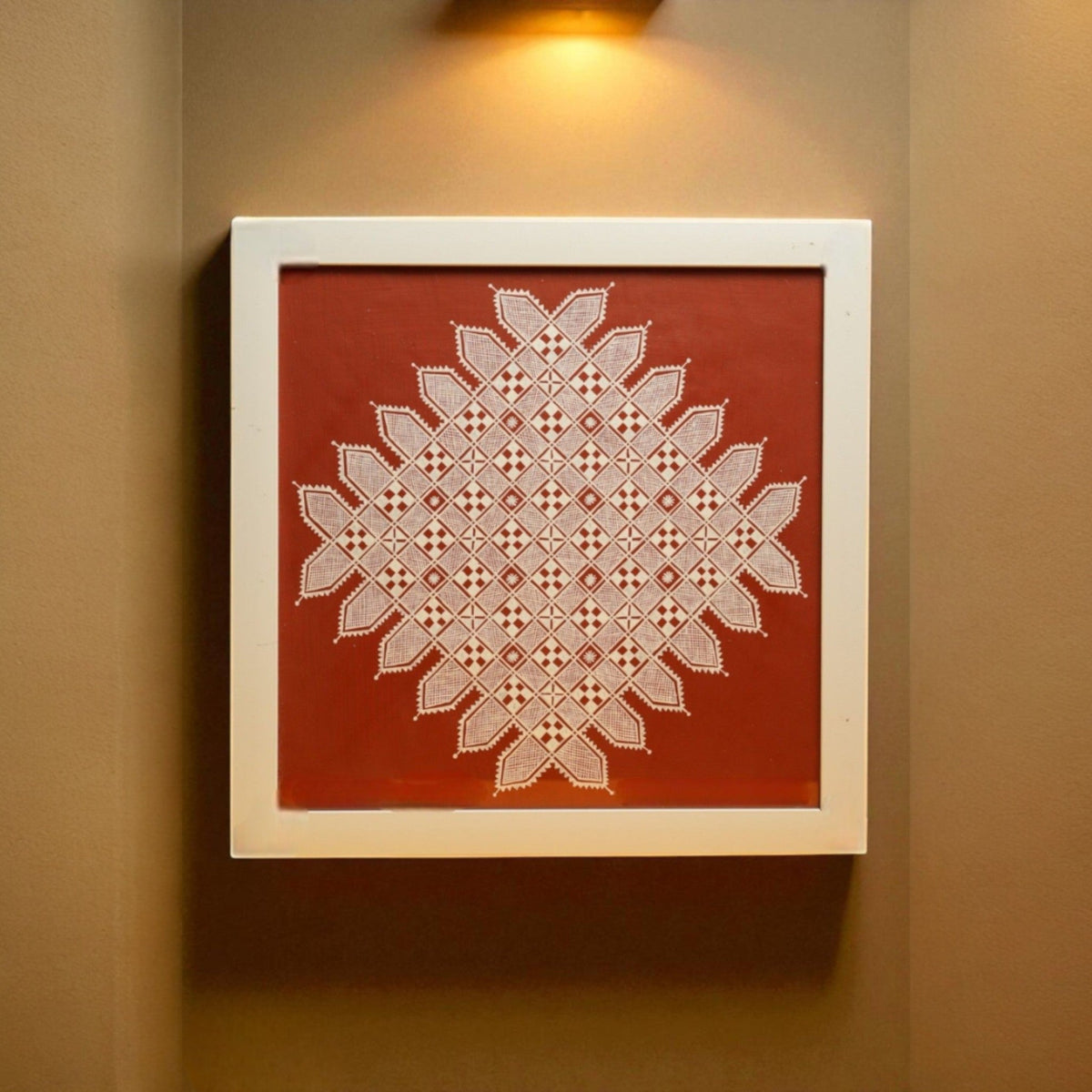 Vastra Chittara Art – Red and White Hase Chittara Framed Painting