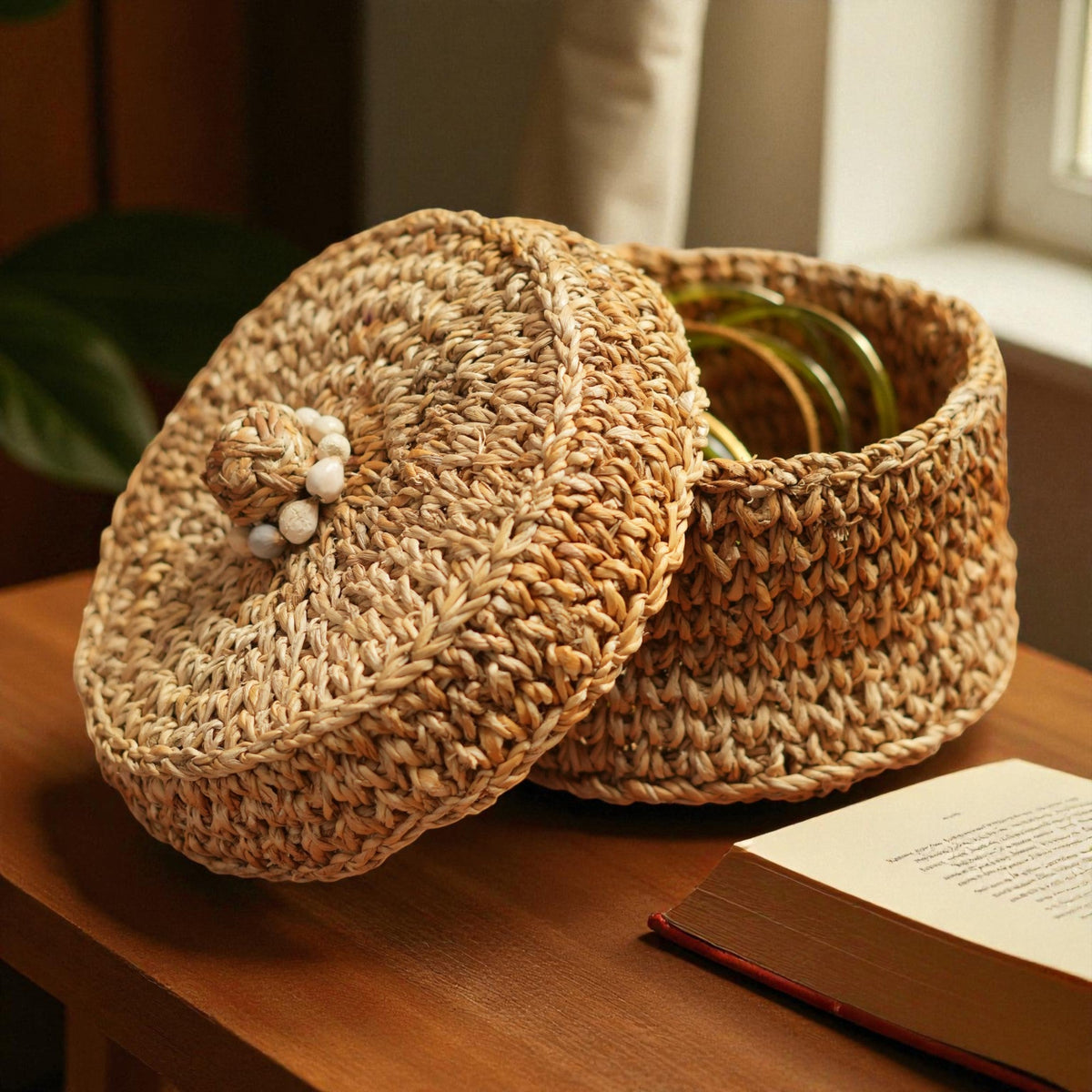 Banana Fibre Jewellery Box with Lid – view 5