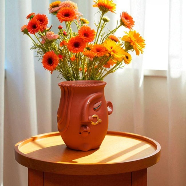 Handcrafted Terracotta Ladies Face Pot