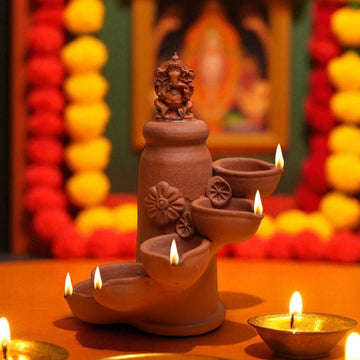 Handcrafted Terracotta Pillar Deepa – Set of 2