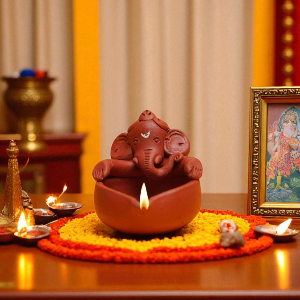 Handcrafted Terracotta Ganesha Deepa