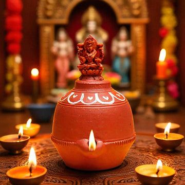 Handcrafted Terracotta Lakshmi Magic Lamp – Set of 3