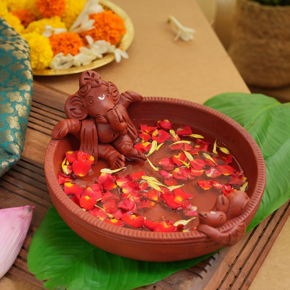 Boat Ganesha – Handcrafted Terracotta Sculpture Set of 2