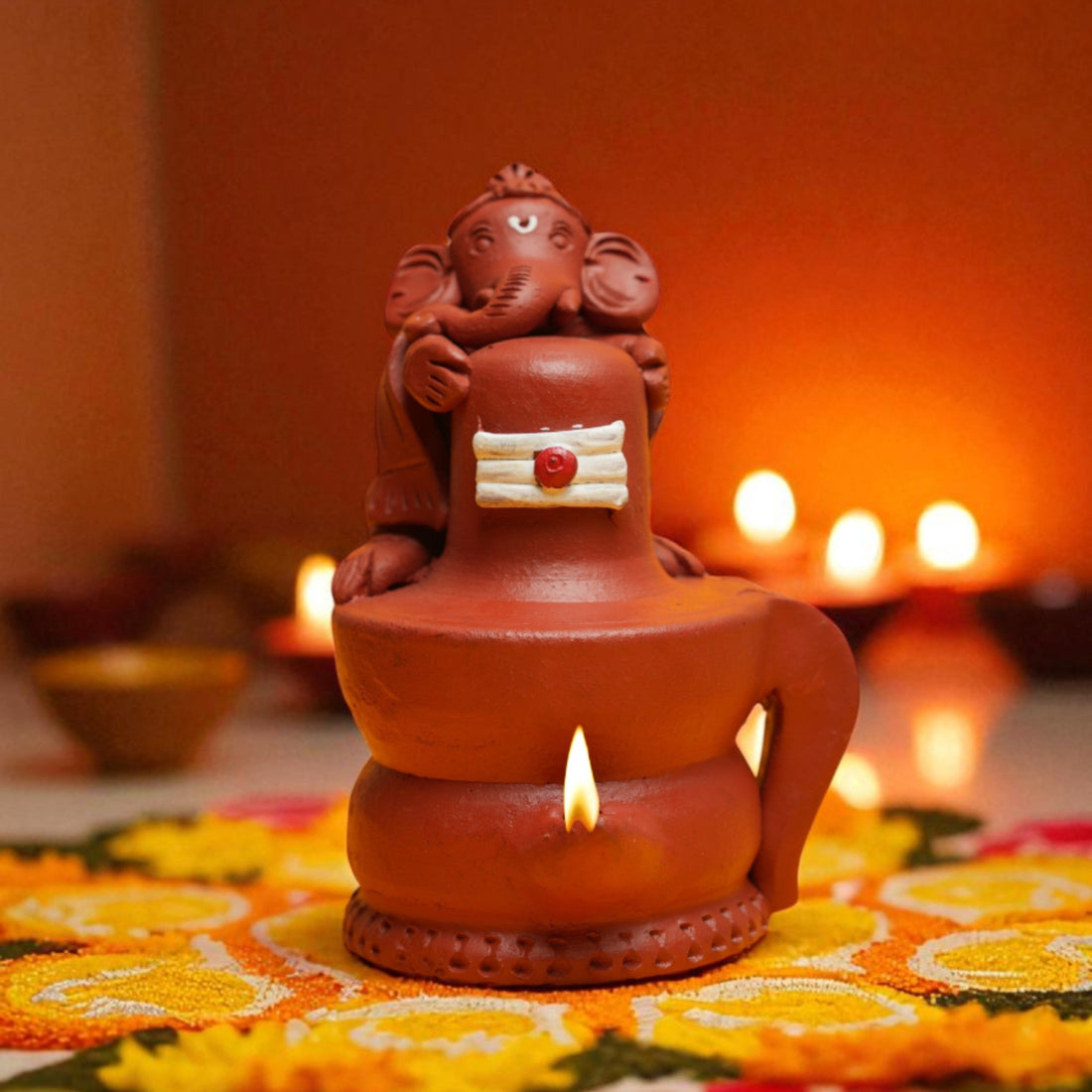 Handcrafted Terracotta Lingu Magic Lamp – Set of 3
