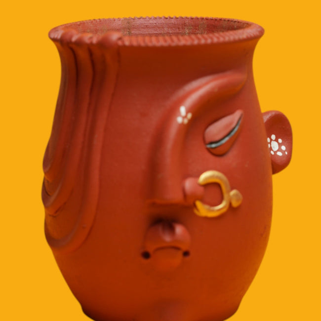 Handcrafted Terracotta Ladies Face Pot