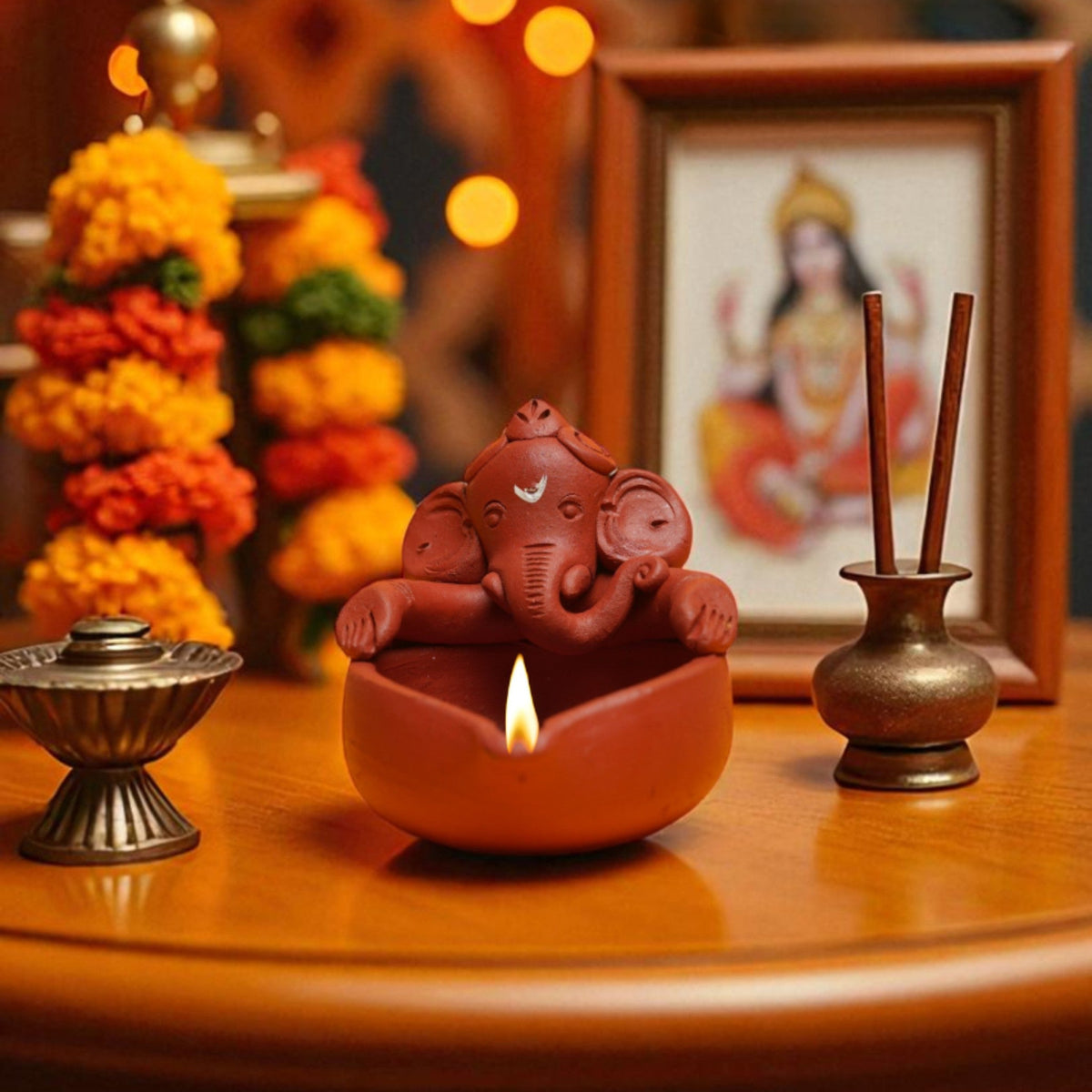 Handcrafted Terracotta Ganesha Deepa