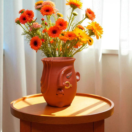 Handcrafted Terracotta Ladies Face Pot