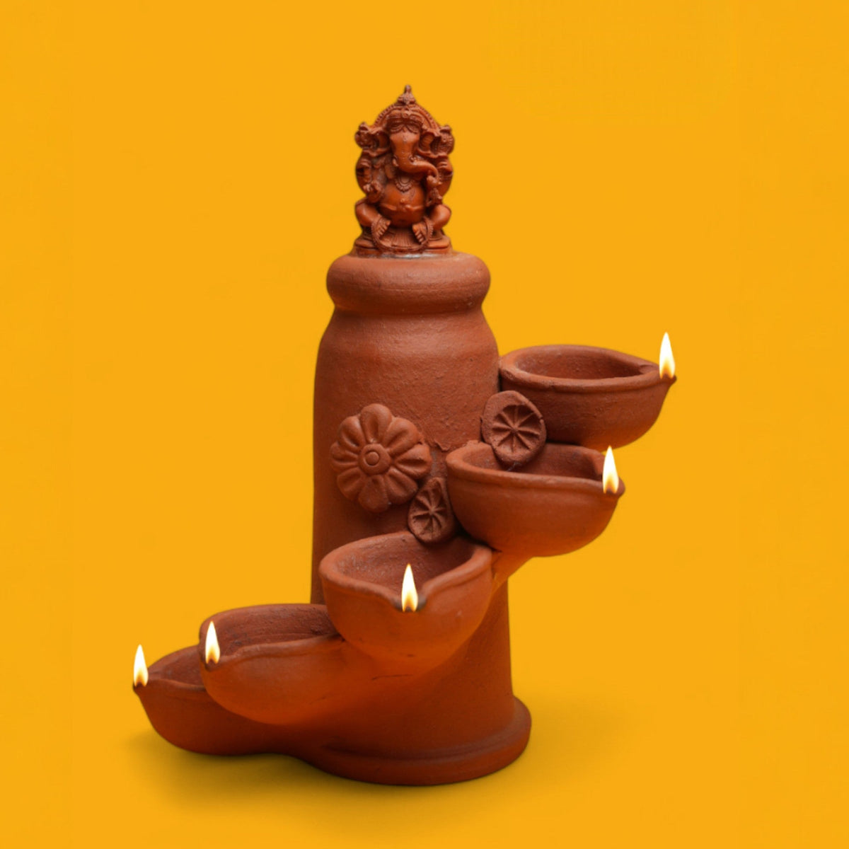 Handcrafted Terracotta Pillar Deepa – Set of 2