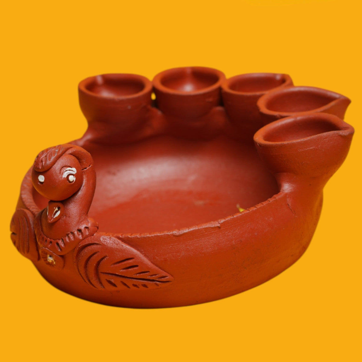 Handcrafted Terracotta Pancha Hamsa Deepa – Set of 2