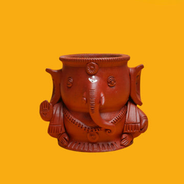 Handcrafted Terracotta Ganesha Pen Stand – Set of 2
