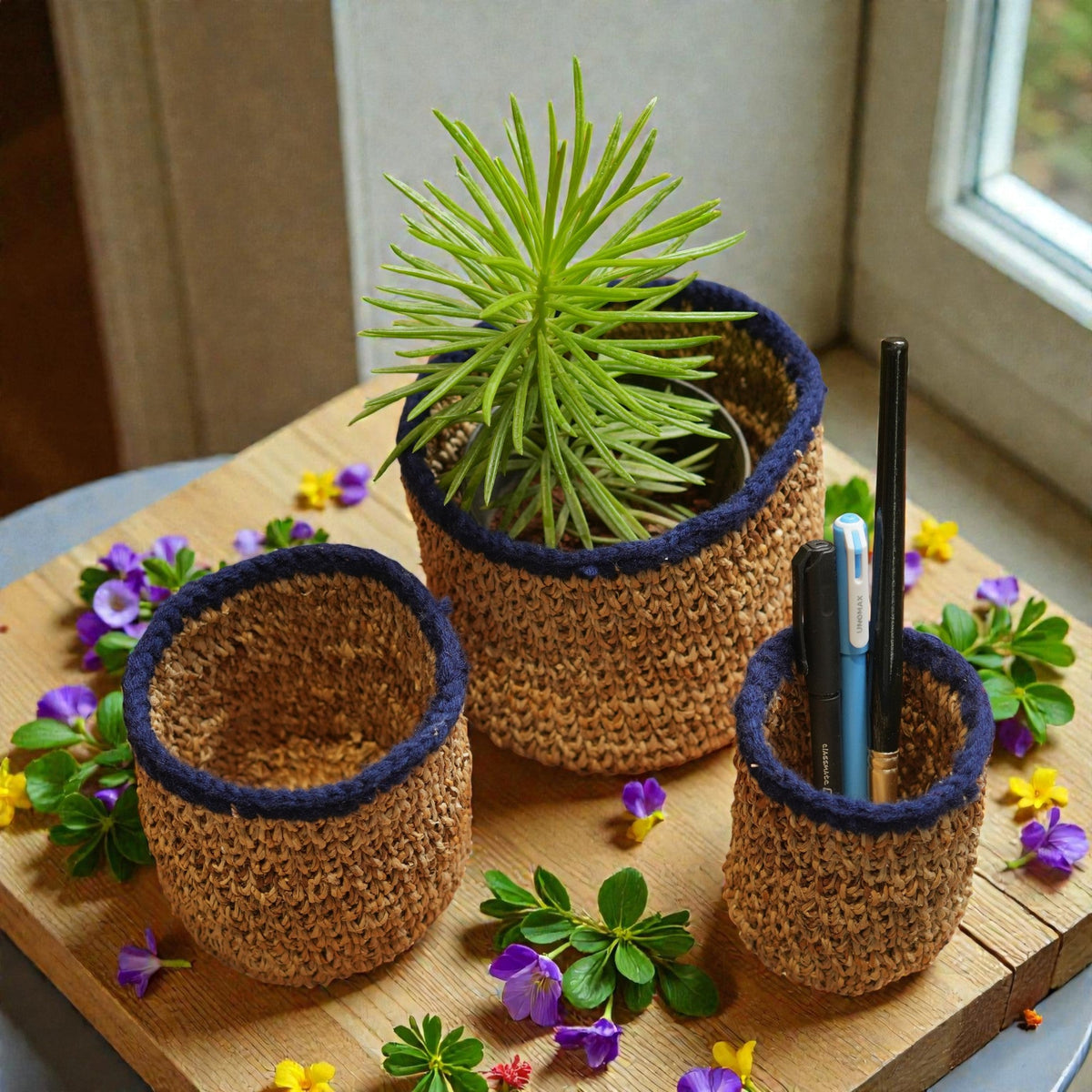 Banana Fibre Plant Holders (Set of 3) – view 2
