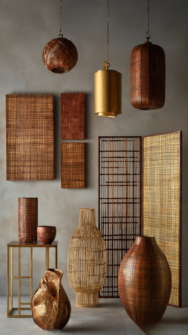 Palm Leaf Wall Art Panel With Vase Display