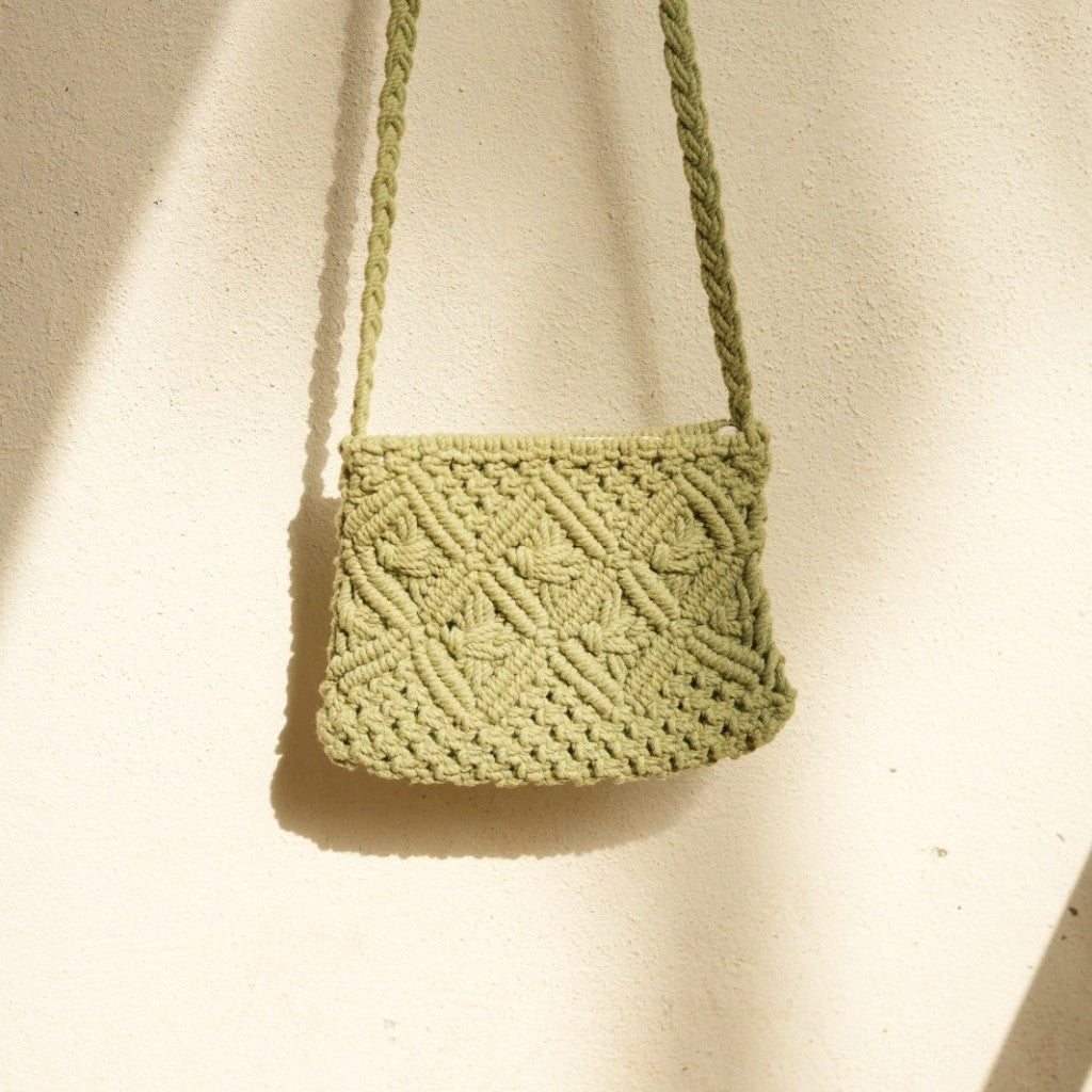 Olive Green Macramé Sling Bag – view 3