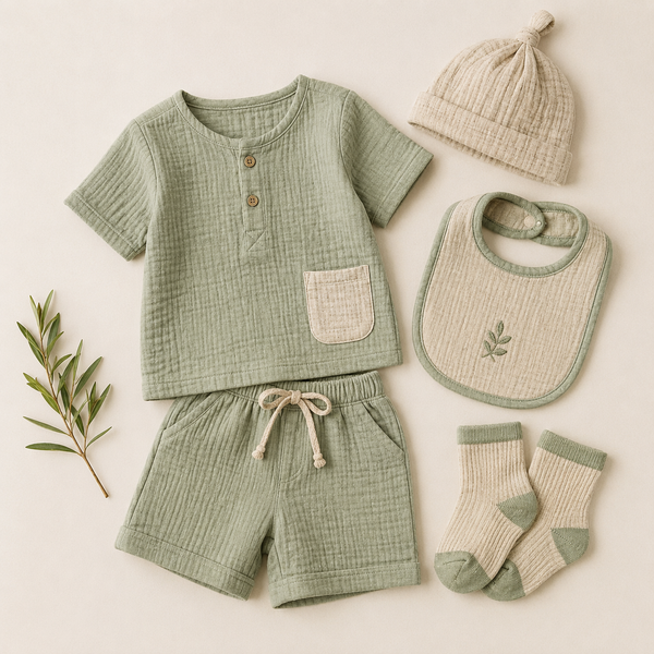 Baby Boy Organic Cotton Clothing Set Green