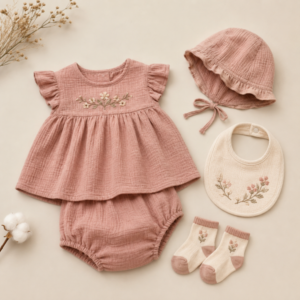 Baby Girl Organic Cotton Clothing Set Pink