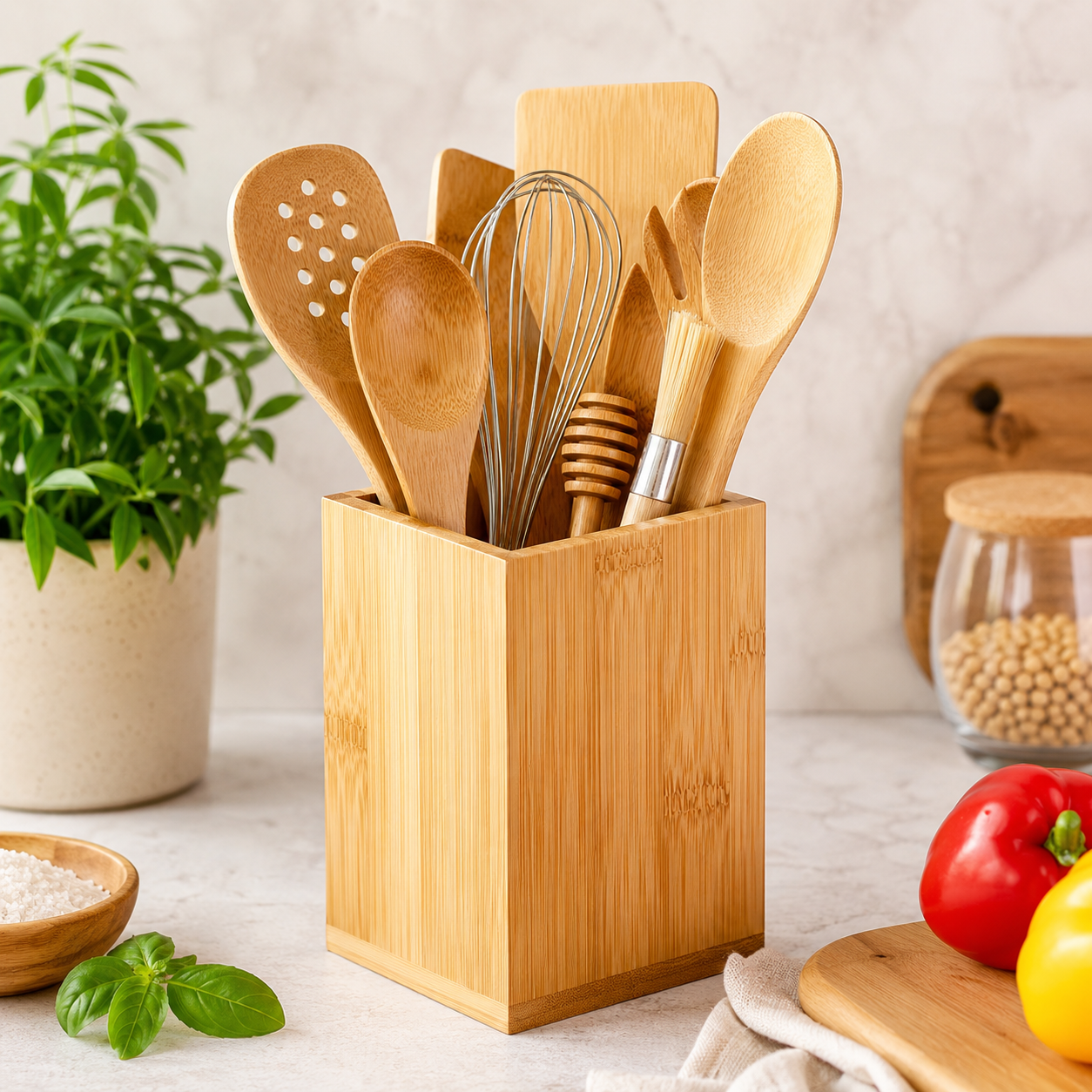 Bamboo Kitchen Utensil Holder