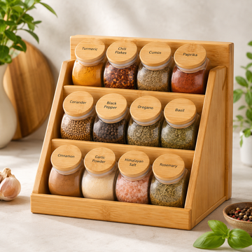 Bamboo Spice Rack Organizer