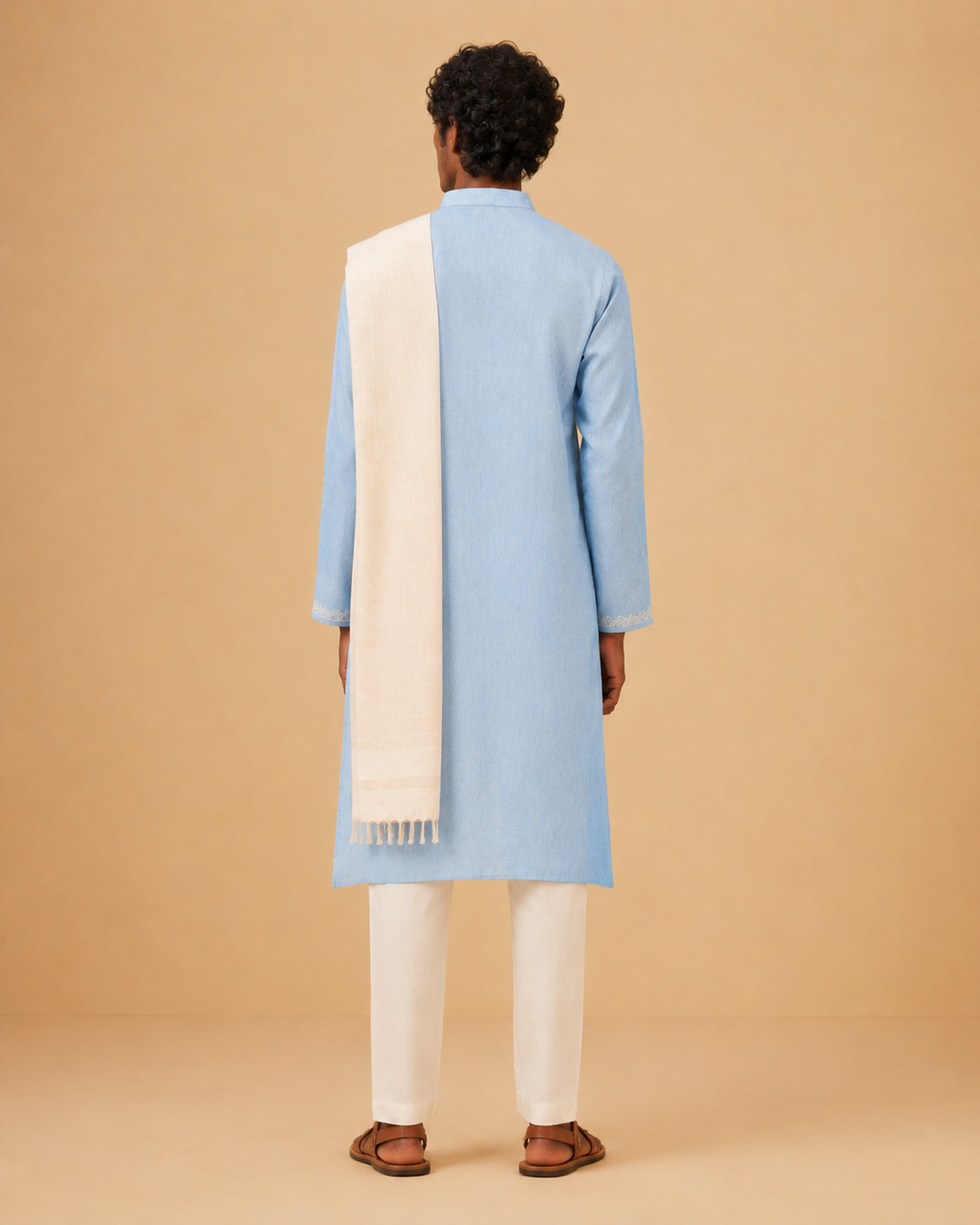 Mens Traditional Kurta Dhoti Set Blue