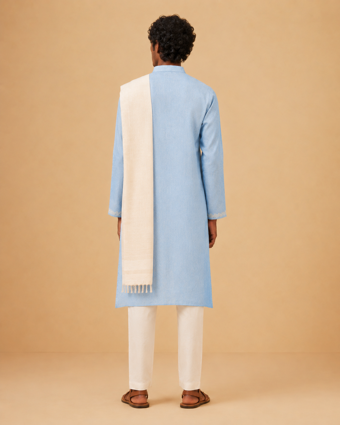 Mens Traditional Kurta Dhoti Set Blue