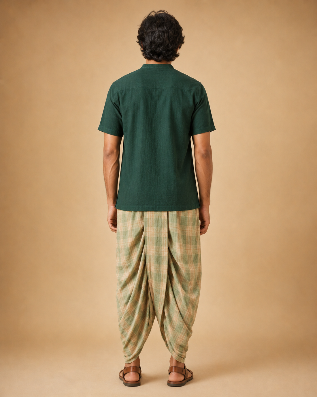 Mens Traditional Kurta Dhoti Set Green