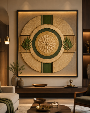Palm Leaf Circular Wall Art Panel