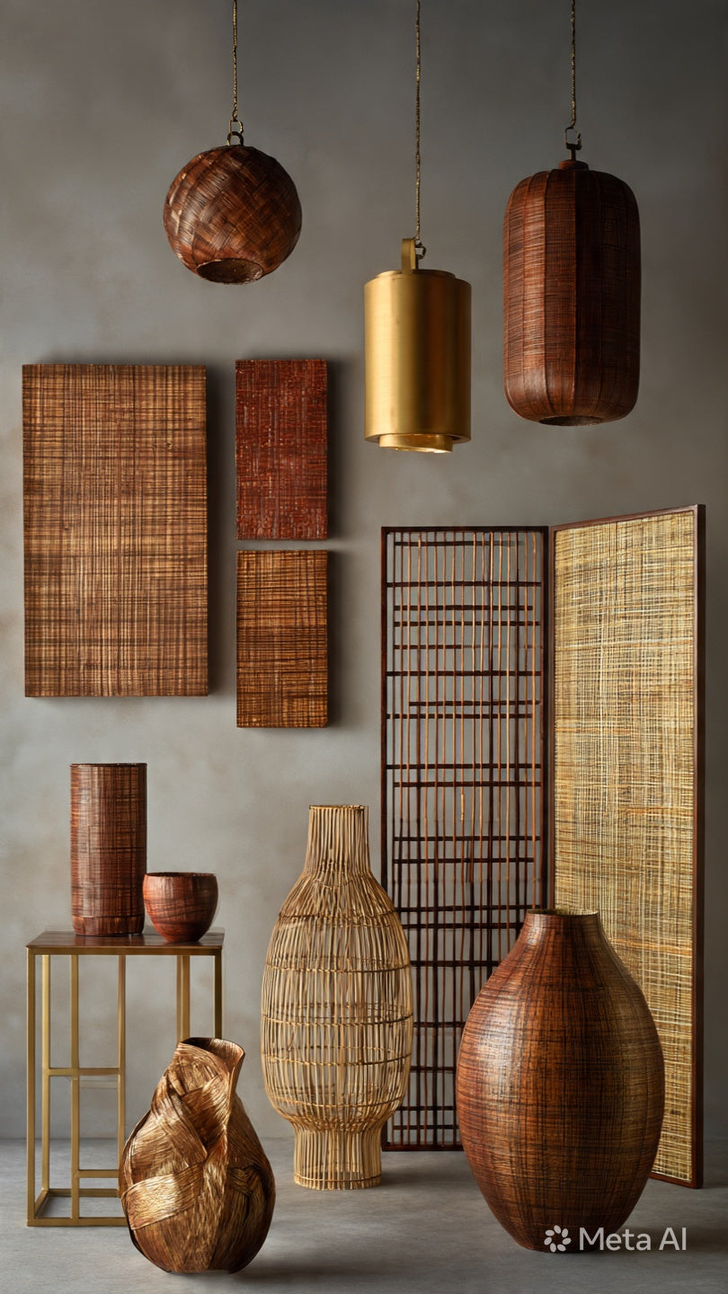 Palm Leaf Wall Art Panel With Vase Display