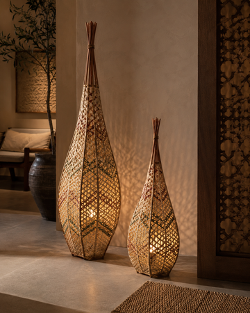 Palm Leaf Woven Floor Lamp
