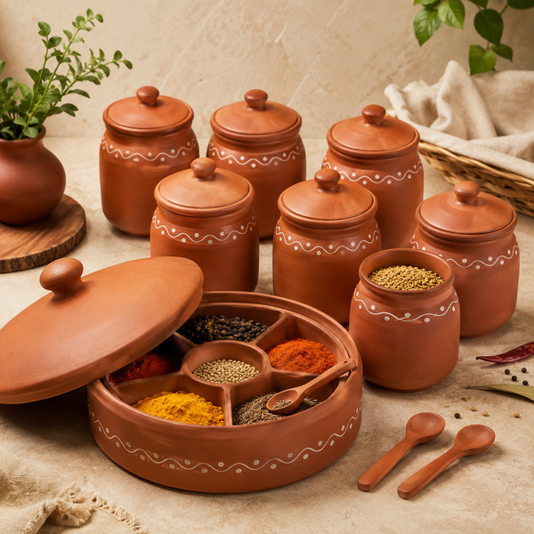 Terracotta Clay Masala Spice Box