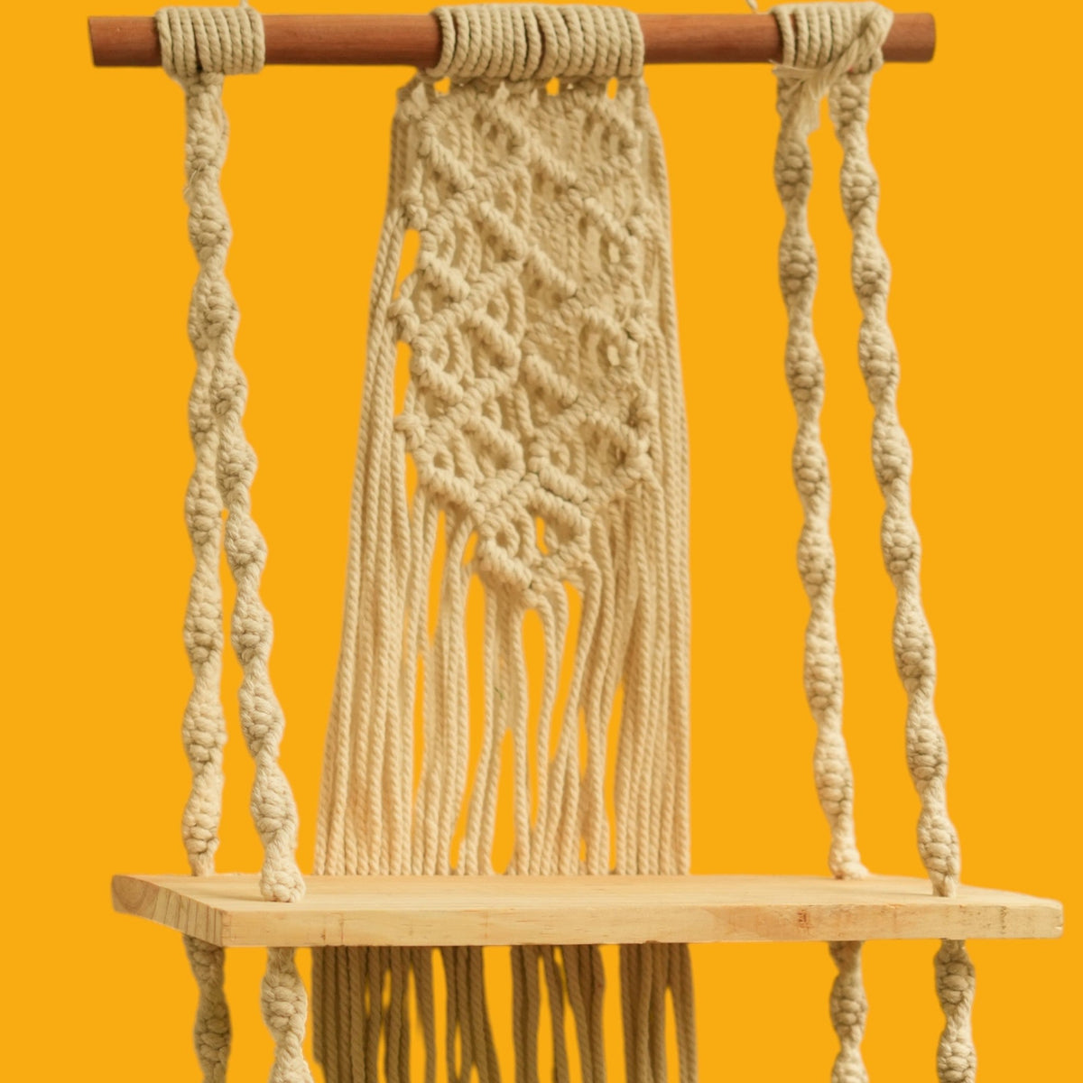 Macramé Plant Hanger with Wooden Shelves – view 3