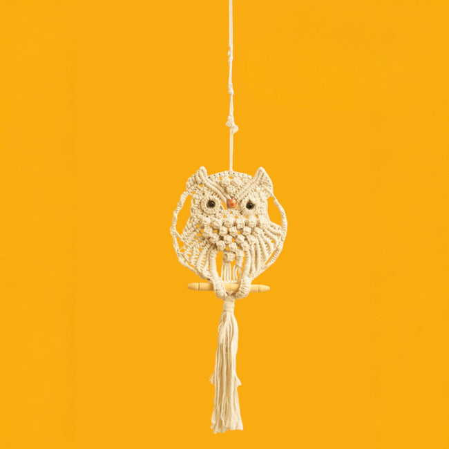 Macramé Owl Wall Hanging (Set of 2) – Hand-Knotted Boho Owl Décor