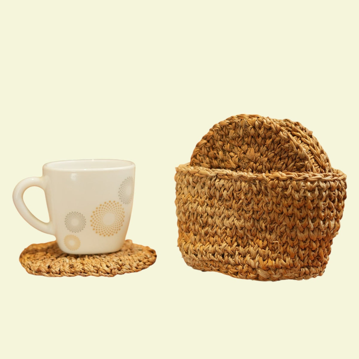 Banana Fibre Coasters (Set of 6) with Holder – view 2