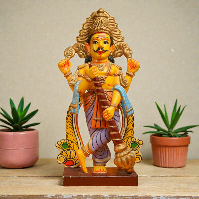 Dwarapalaka Kinnal Art Wooden Figurine – Hand-Painted Door Guardian Statue