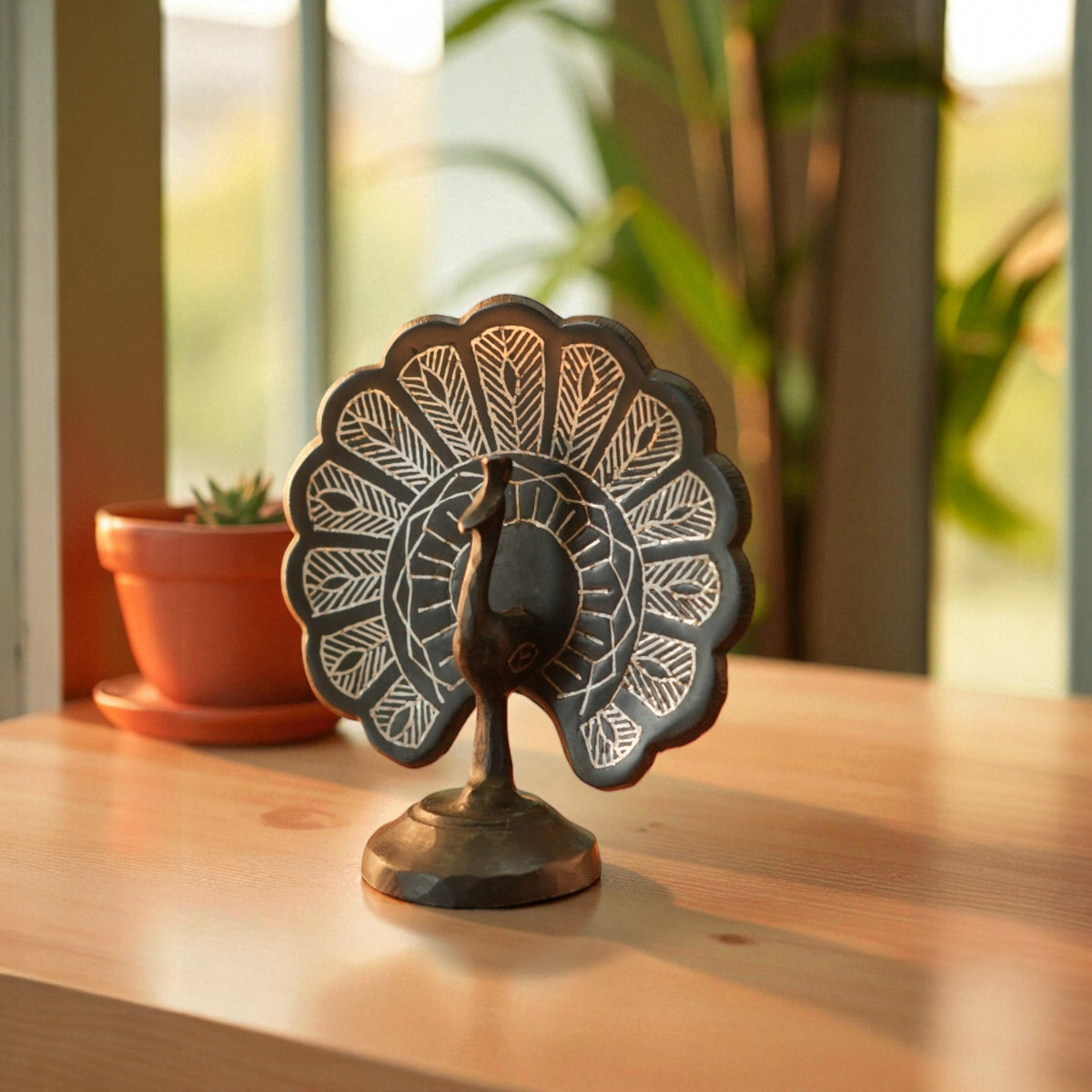 Peacock Bidri Art Figurine – view 3
