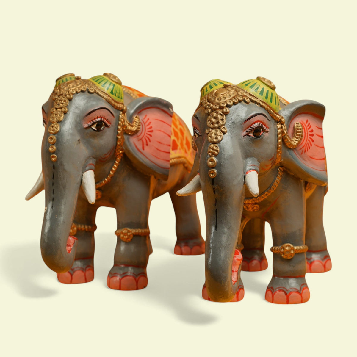 Elephant Kinnal Art Wooden Figurines (Set of 2) – view 4