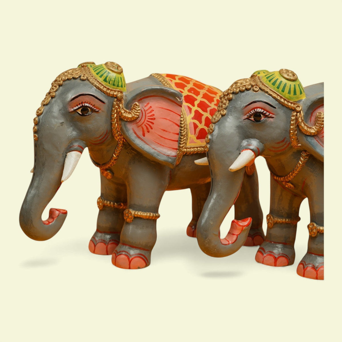 Elephant Kinnal Art Wooden Figurines (Set of 2) – view 3
