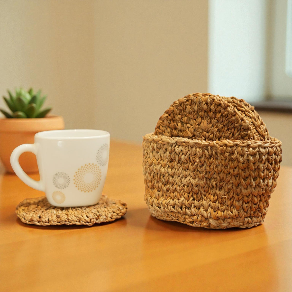 Banana Fibre Coasters (Set of 6) with Holder – view 5