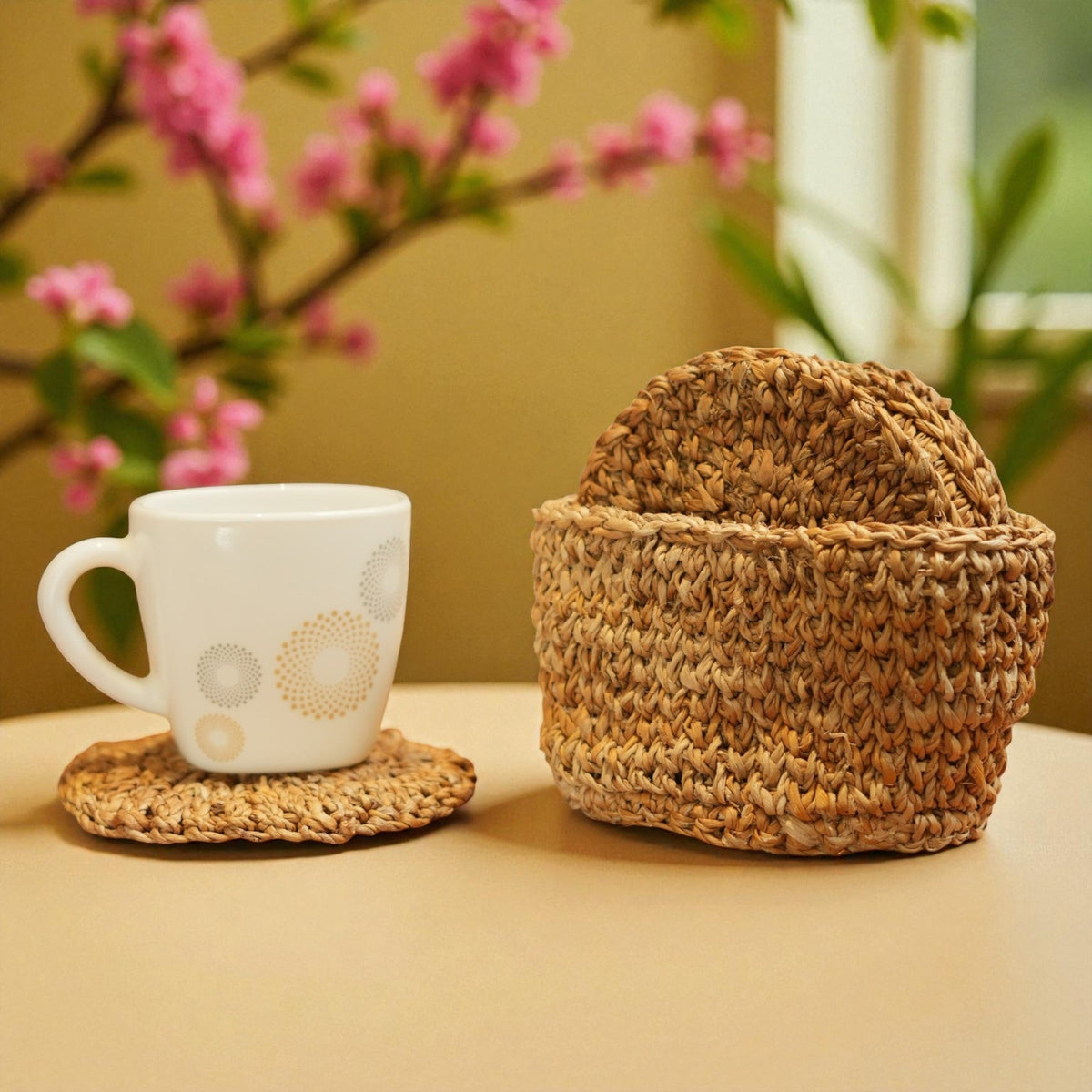 Banana Fibre Coasters (Set of 6) with Holder – view 3