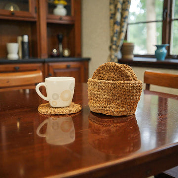 Banana Fibre Coasters (Set of 6) with Holder