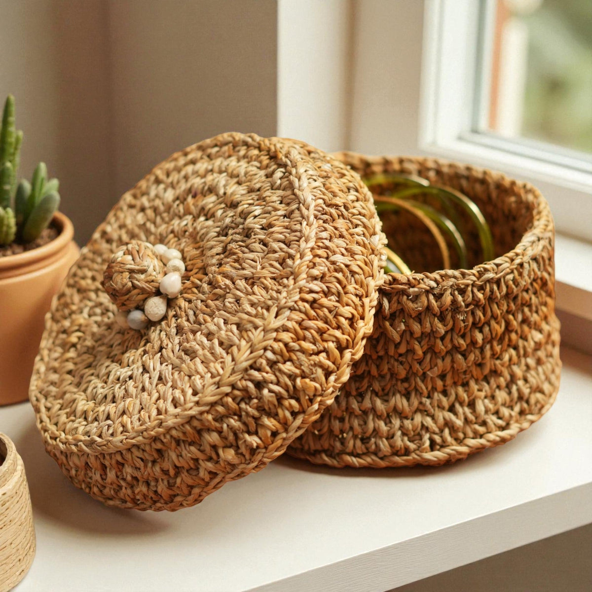 Banana Fibre Jewellery Box with Lid – view 2