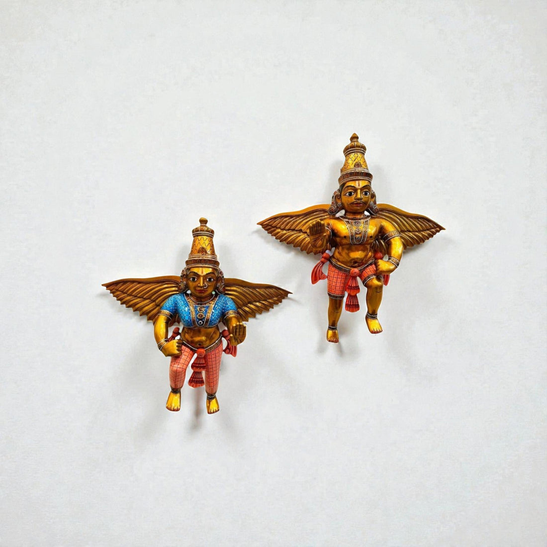 Gandharva Kinnal Art Wooden Wall Figures (Set of 2)