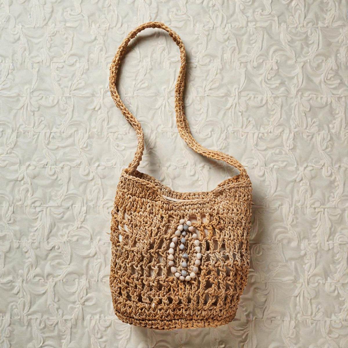 Banana Fibre Shoulder Bag with Shell Detail – view 4