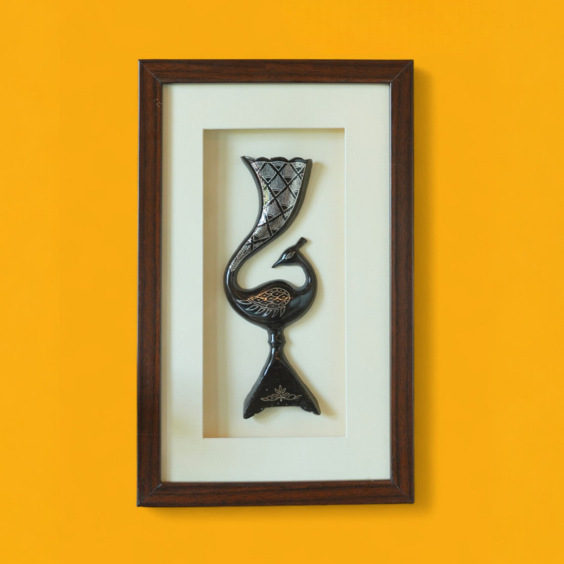 Single Peacock Bidri Art Wall Hanging