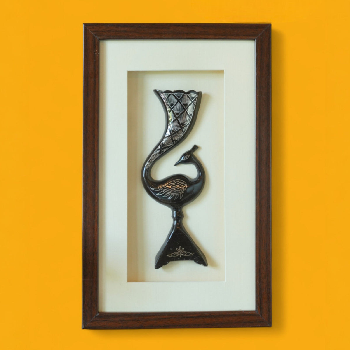Single Peacock Bidri Art Wall Hanging
